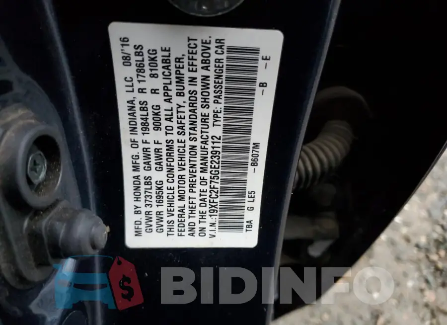 19XFC2F75GE239112 Photo# 13