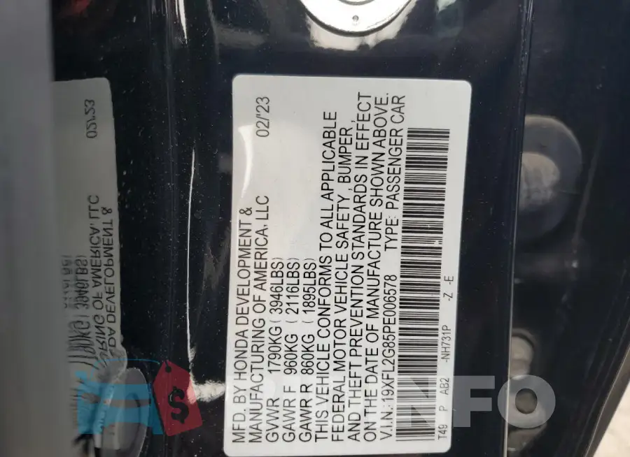 19XFL2G85PE006578 Photo# 12