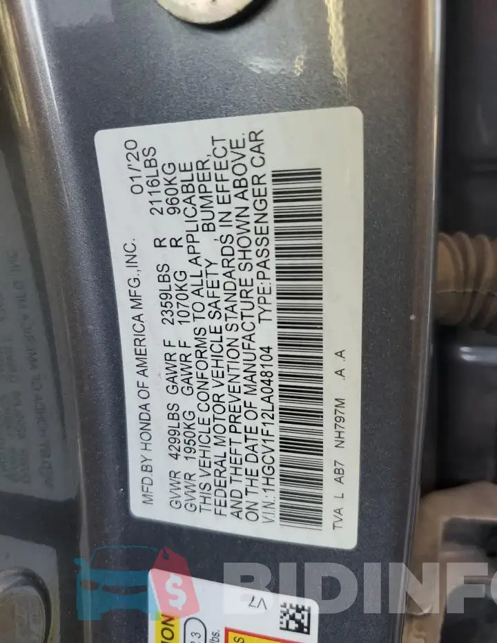 1HGCV1F12LA048104 Photo# 12