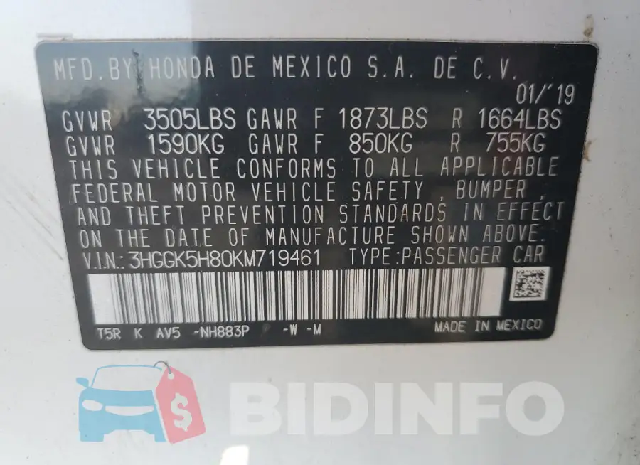 3HGGK5H80KM719461 Photo# 12