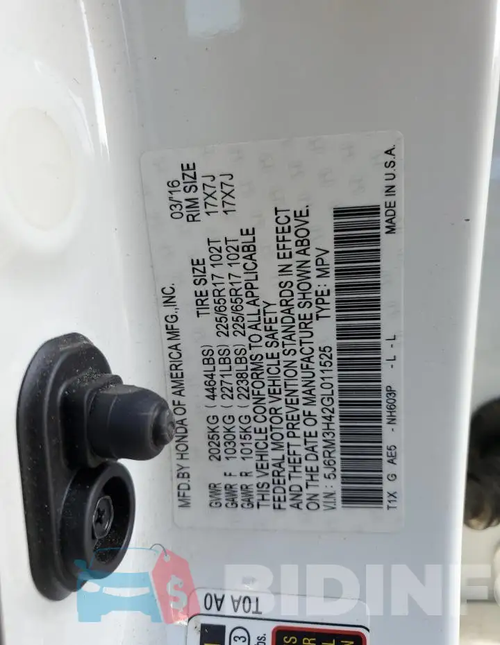 5J6RM3H42GL011525 Photo# 13