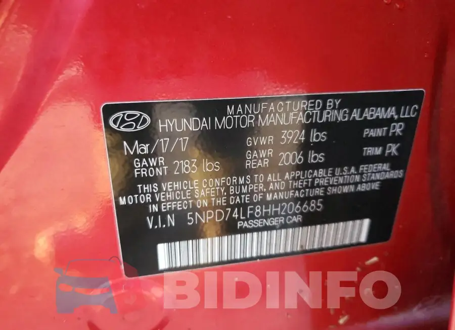5NPD74LF8HH206685 Photo# 13