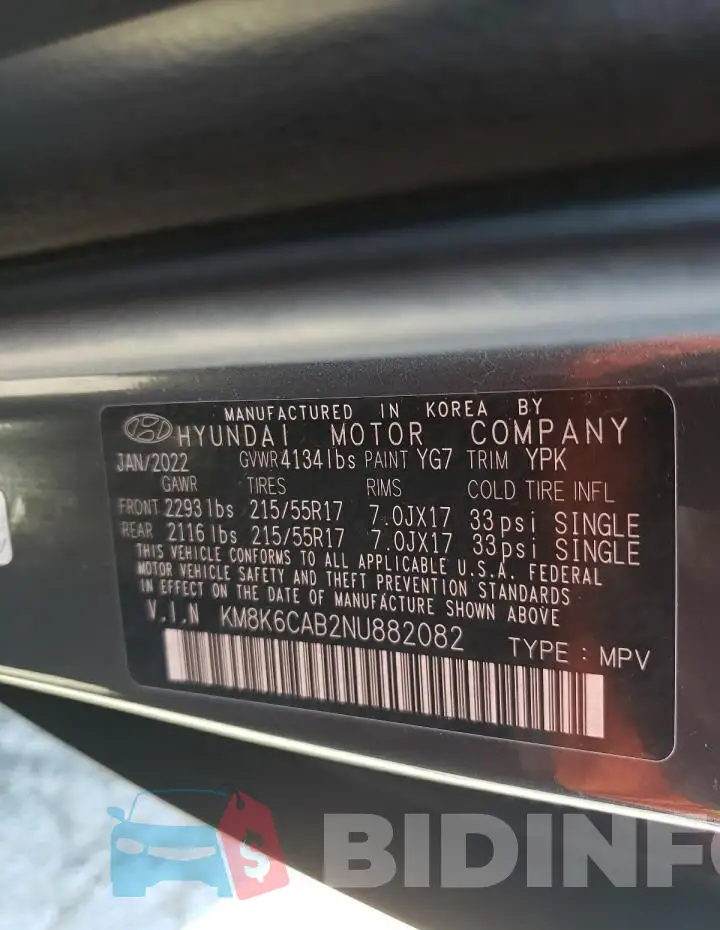 KM8K6CAB2NU882082 Photo# 13