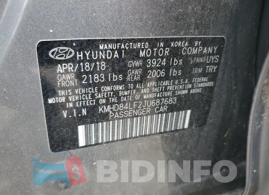 KMHD84LF2JU687683 Photo# 13