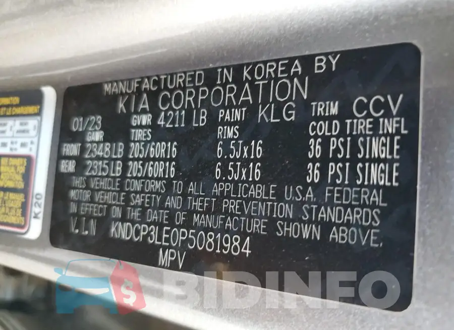 KNDCP3LE0P5081984 Photo# 12
