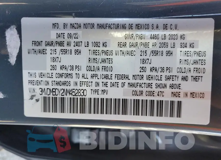3MVDMBDY2NM452830 Photo# 12