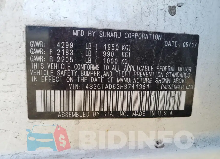 4S3GTAD63H3741361 Photo# 13
