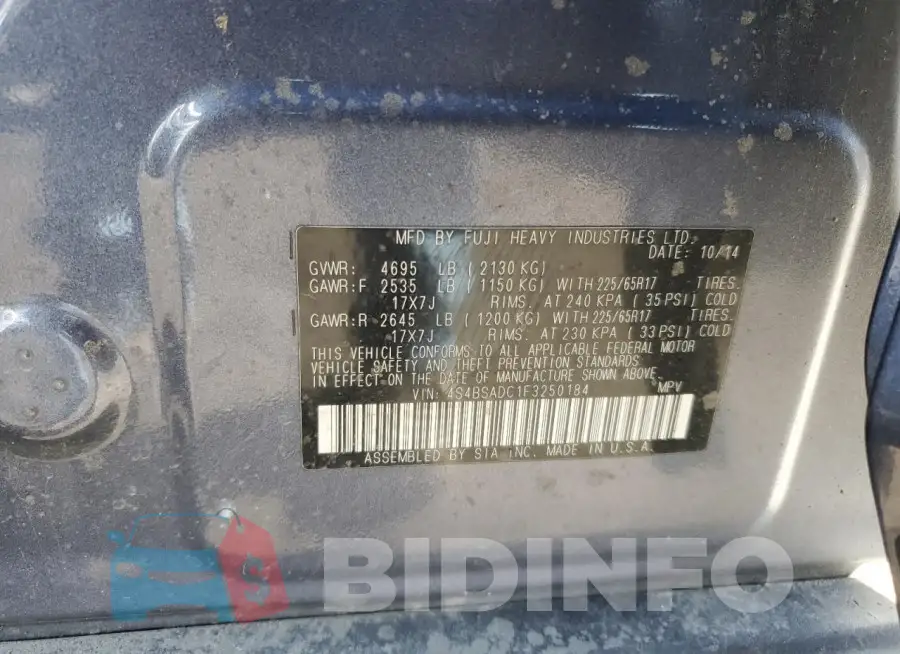 4S4BSADC1F3250184 Photo# 12