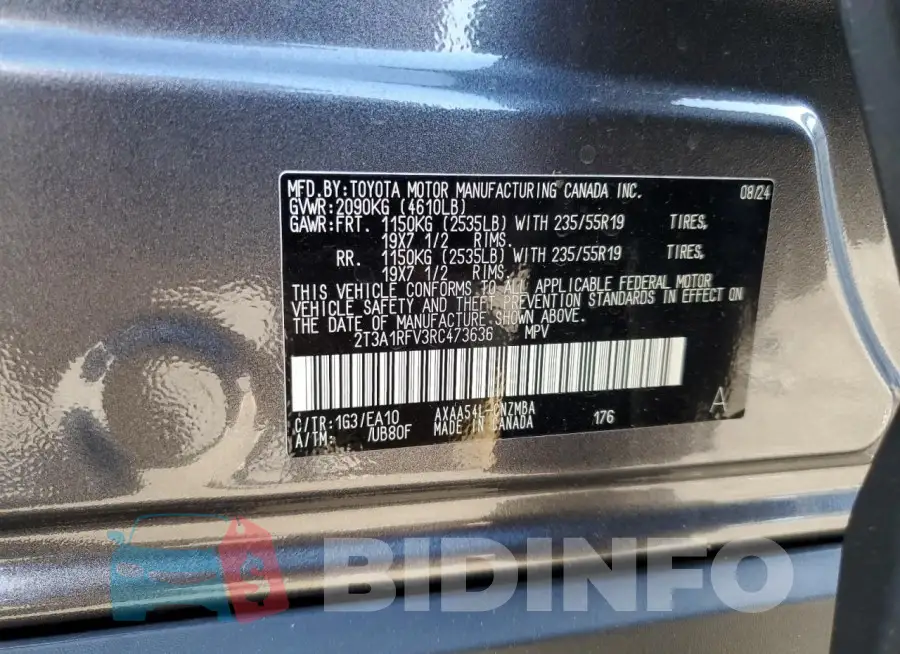 2T3A1RFV3RC473636 Photo# 13