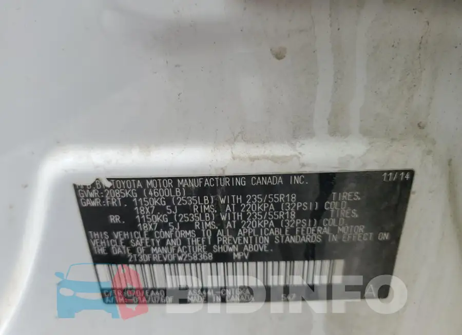 2T3DFREV0FW258368 Photo# 14