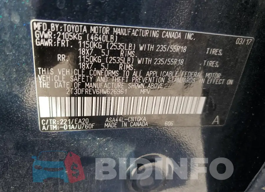 2T3DFREV6HW626961 Photo# 13