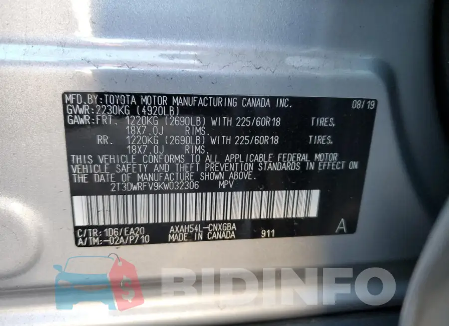 2T3DWRFV9KW032306 Photo# 13