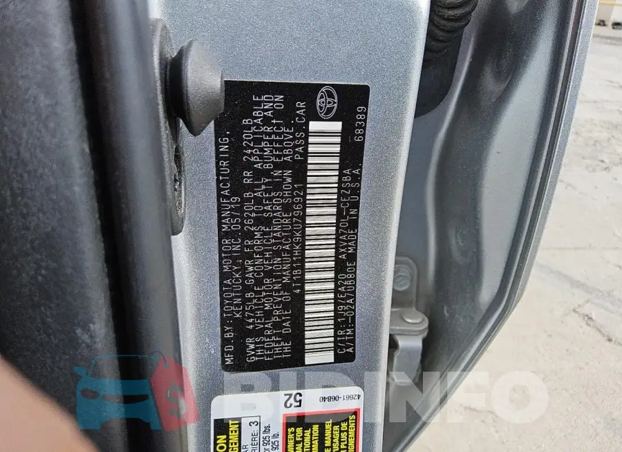 4T1B11HK9KU796921 Photo# 12
