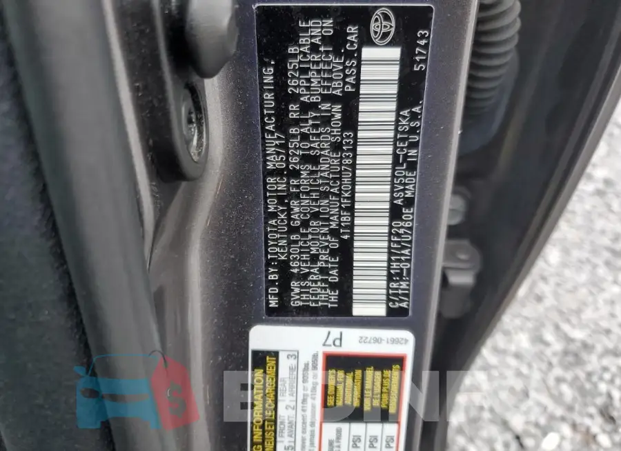 4T1BF1FK0HU783133 Photo# 12