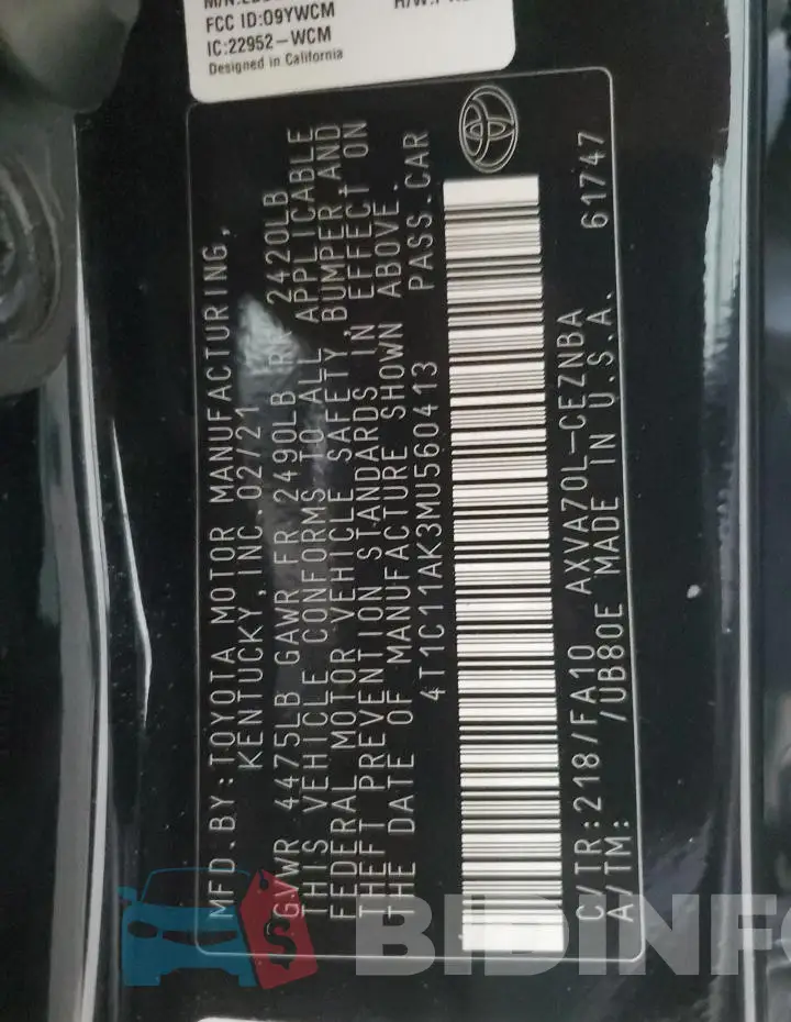 4T1C11AK3MU560413 Photo# 12