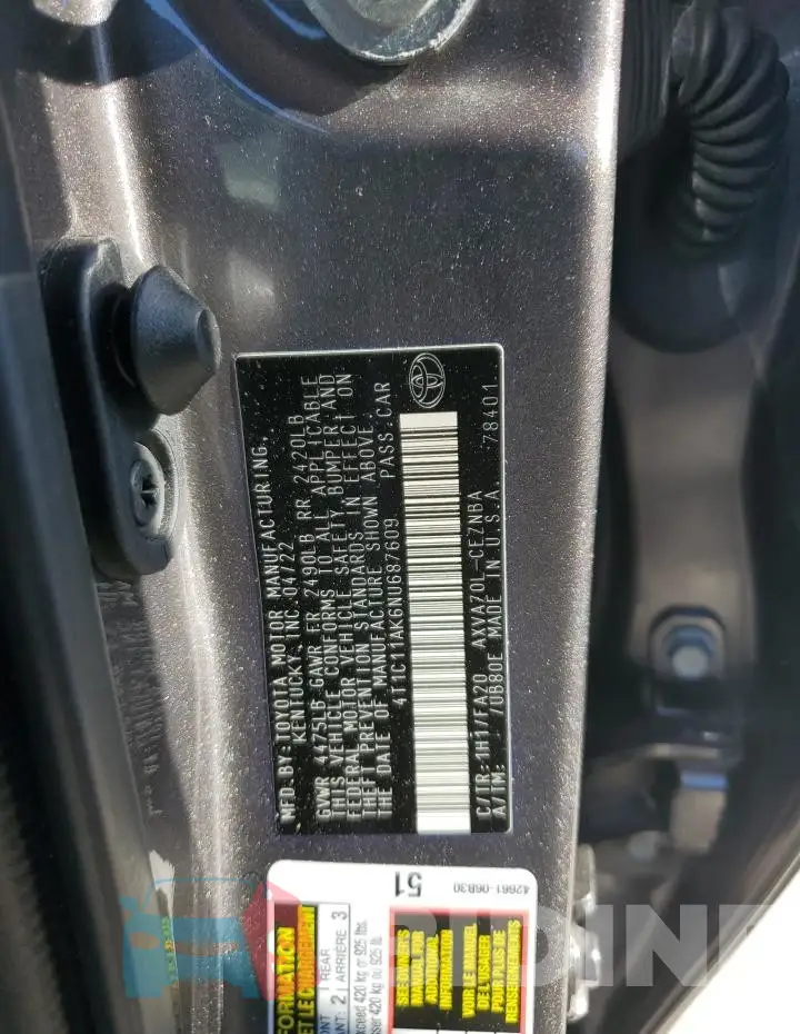 4T1C11AK6NU687609 Photo# 12