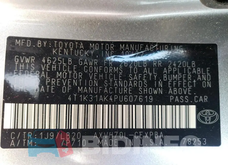 4T1K31AK4PU607619 Photo# 12