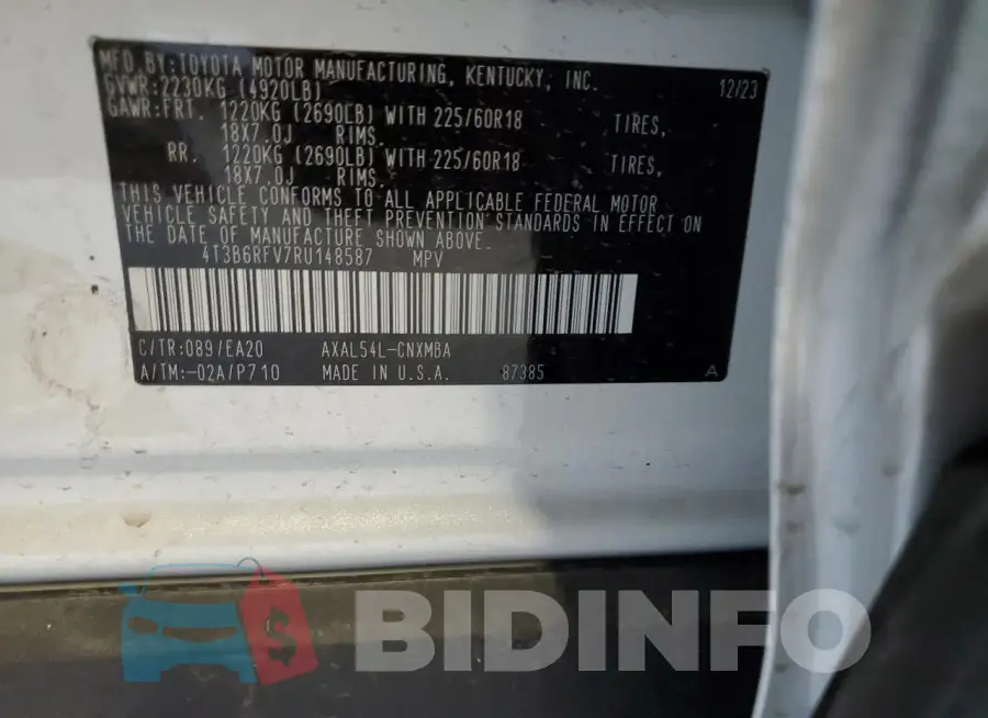 4T3B6RFV7RU148587 Photo# 14