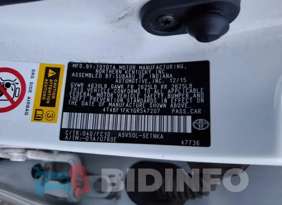 4T4BF1FK1GR547207 Photo# 12