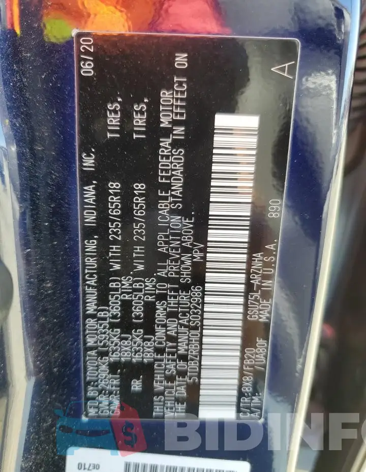 5TDBZRBH0LS032986 Photo# 14
