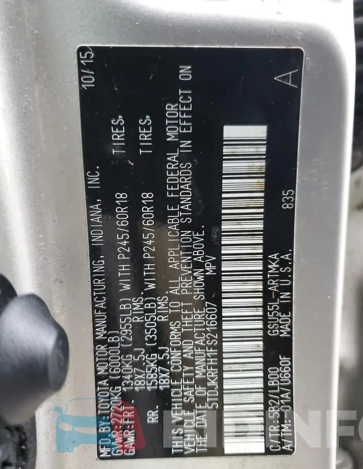 5TDJKRFH1FS216607 Photo# 13