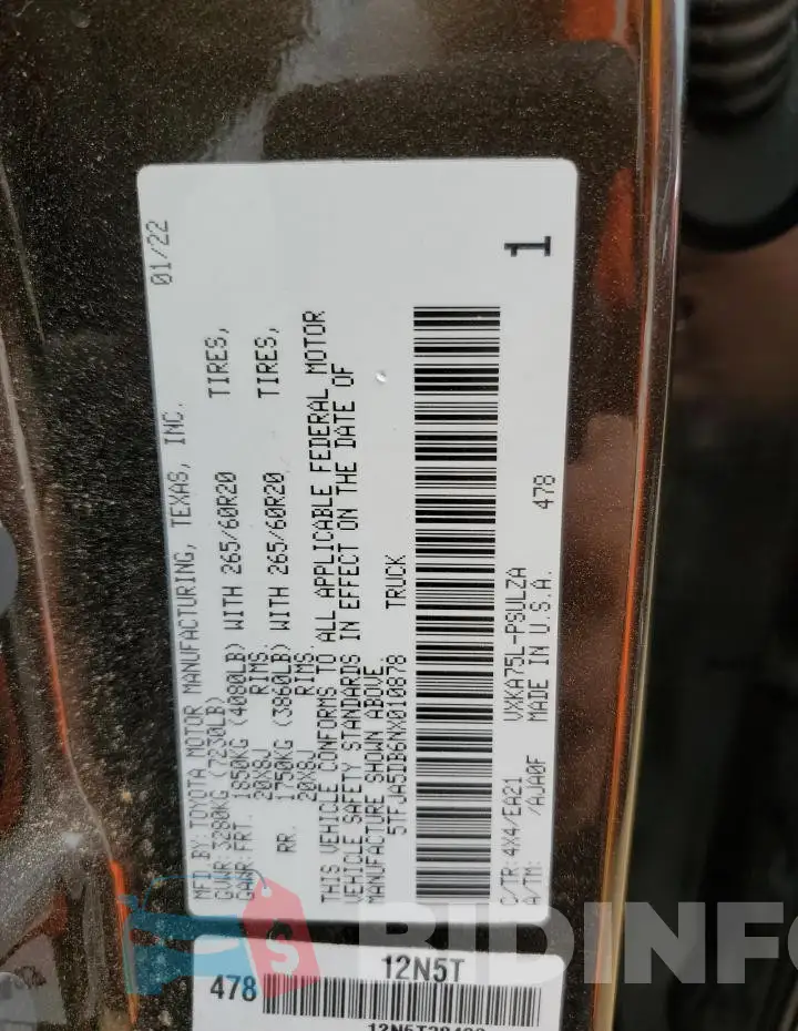 5TFJA5DB6NX010878 Photo# 12