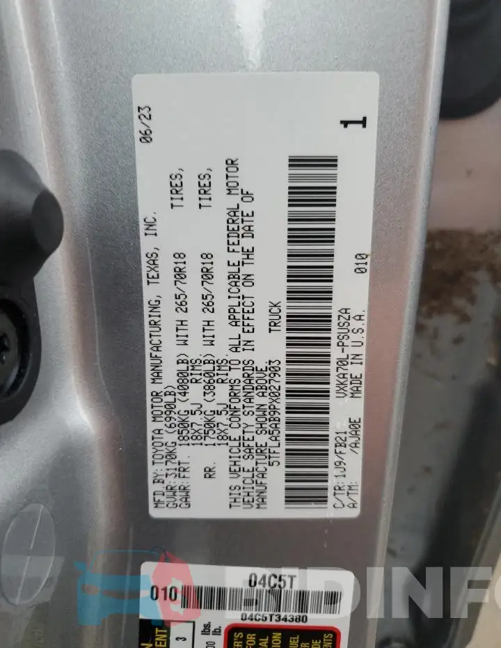 5TFLA5AB9PX027903 Photo# 14