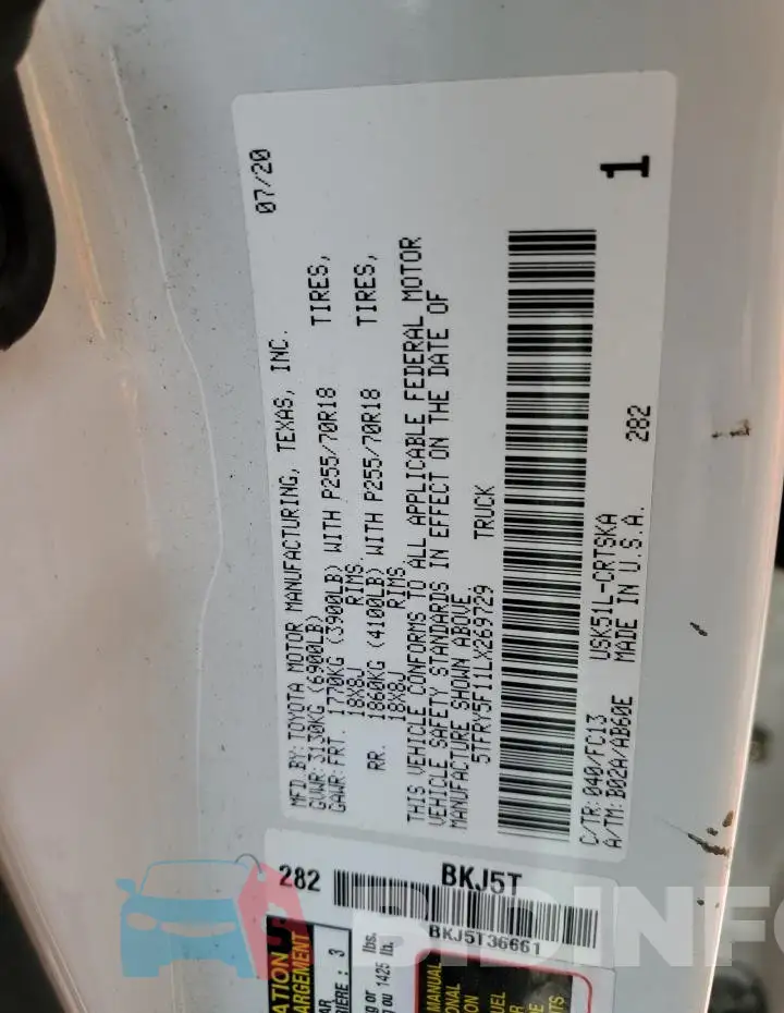5TFRY5F11LX269729 Photo# 13