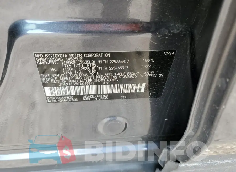 JTMZFREV8FD049947 Photo# 13