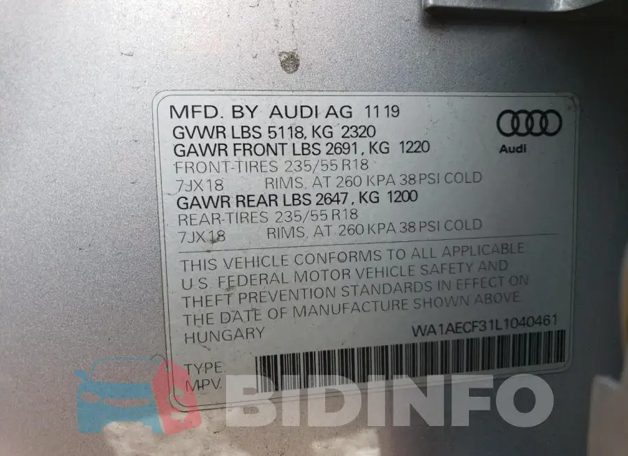 WA1AECF31L1040461 Photo# 14