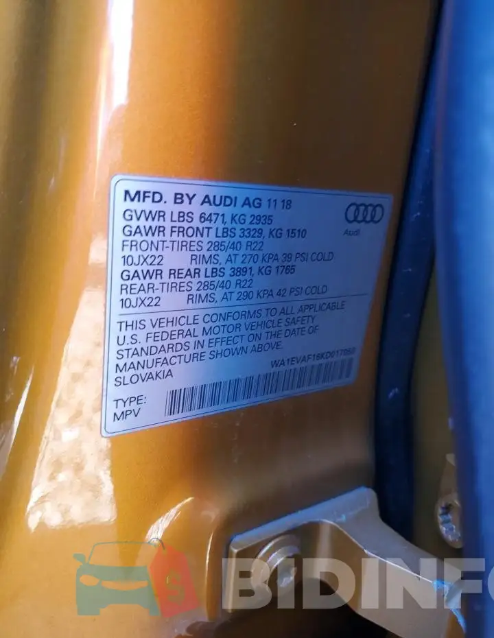 WA1EVAF16KD017050 Photo# 14