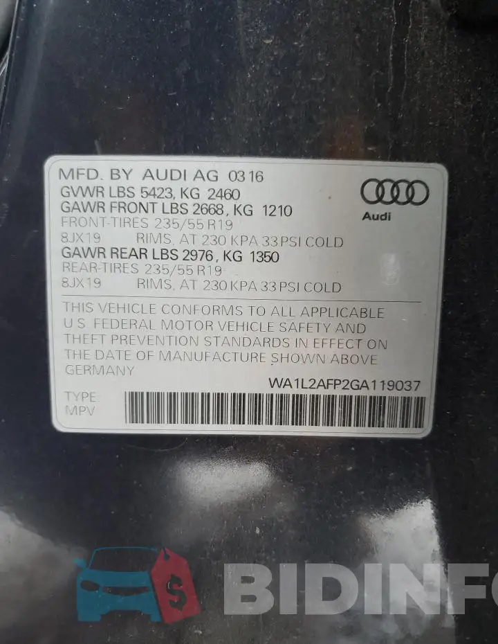 WA1L2AFP2GA119037 Photo# 13