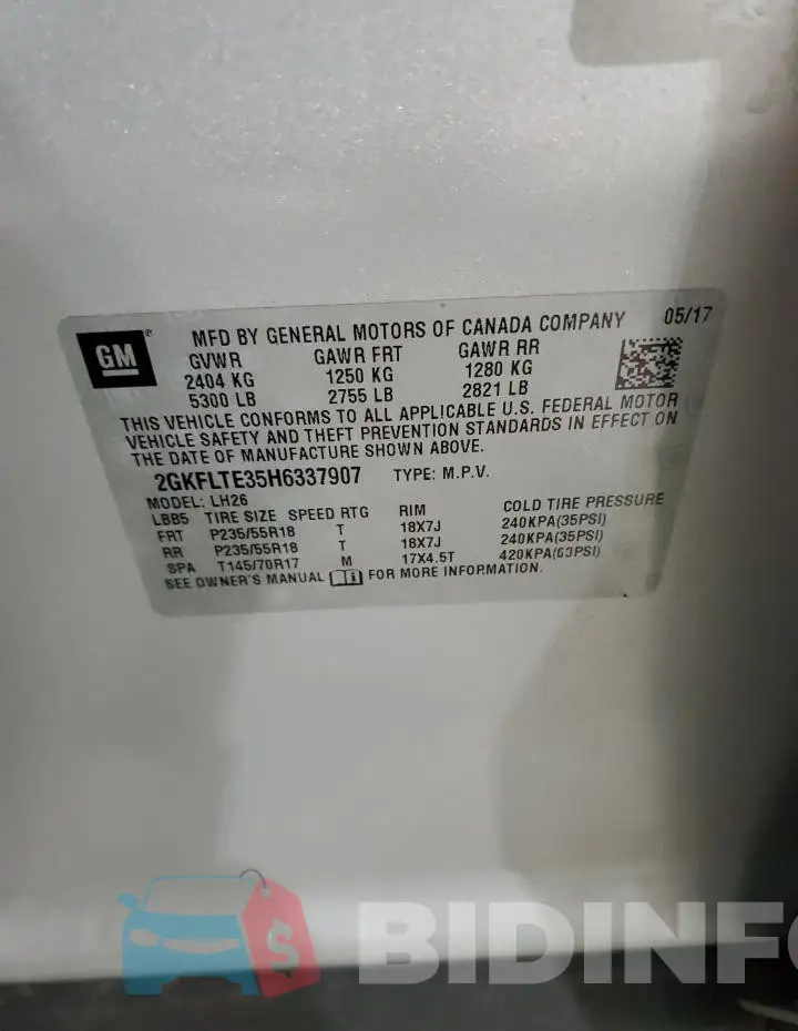 2GKFLTE35H6337907 Photo# 13