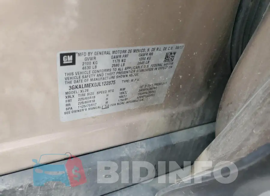 3GKALMEX0JL122875 Photo# 13