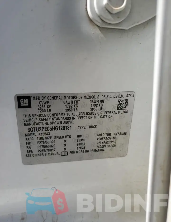 3GTU2PEC5HG120181 Photo# 13