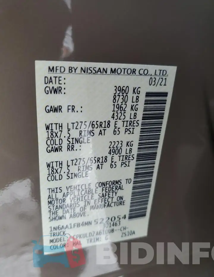 1N6AA1FB4MN522054 Photo# 12