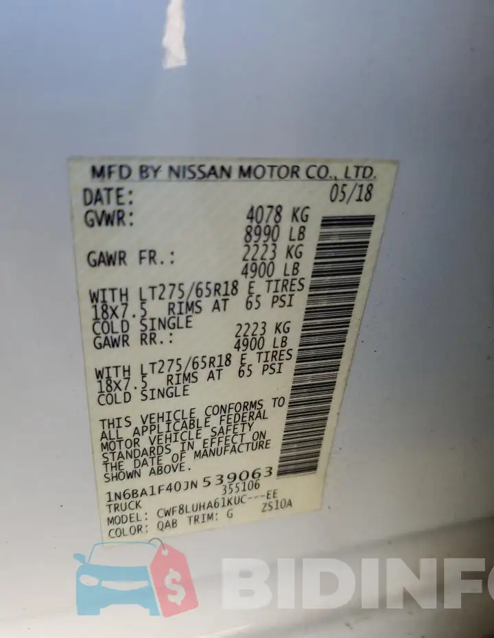 1N6BA1F40JN539063 Photo# 12