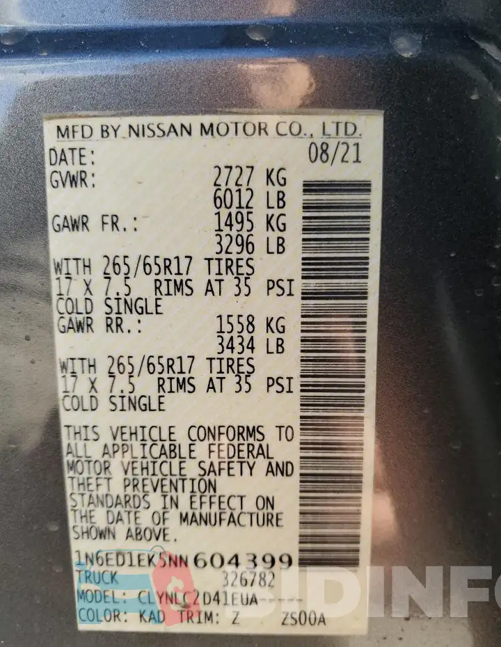 1N6ED1EK5NN604399 Photo# 12