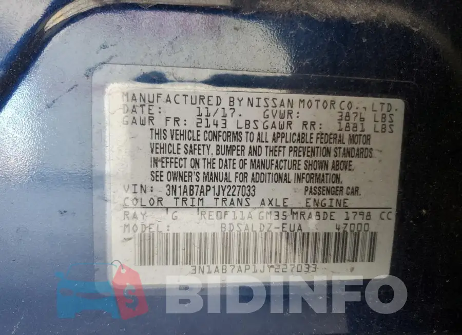 3N1AB7AP1JY227033 Photo# 12
