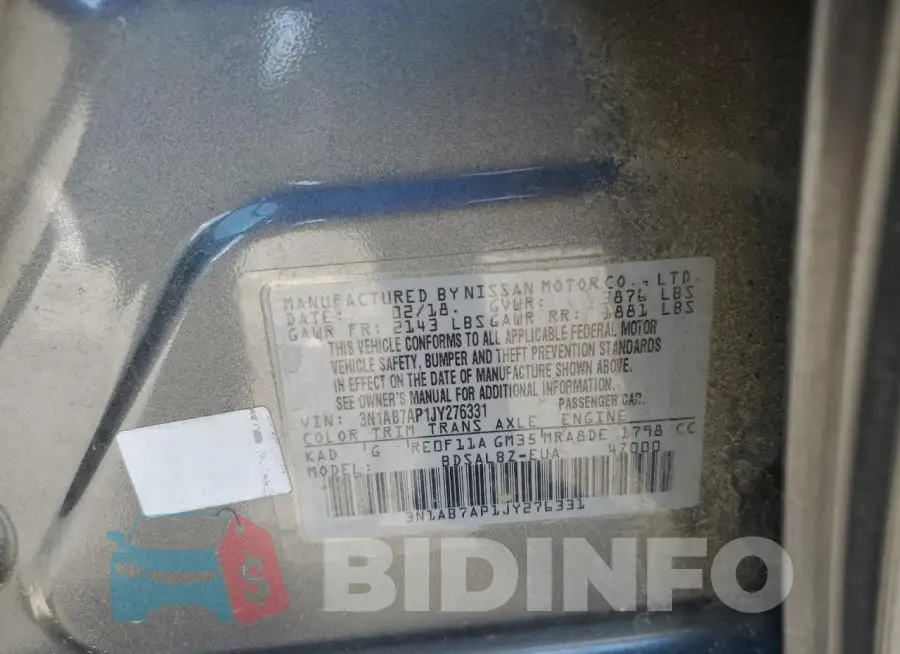 3N1AB7AP1JY276331 Photo# 13