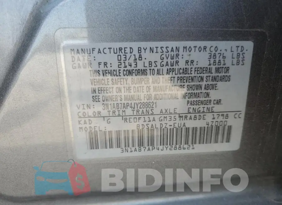 3N1AB7AP4JY288621 Photo# 12
