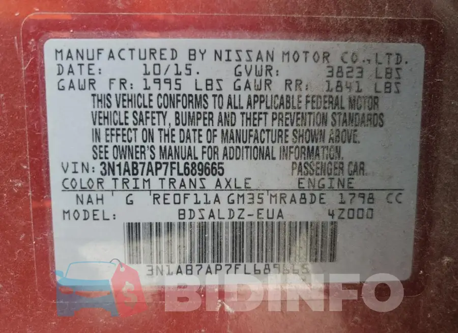 3N1AB7AP7FL689665 Photo# 12
