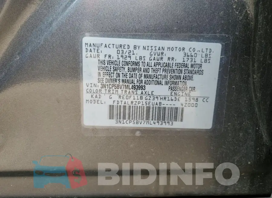 3N1CP5BV7ML493993 Photo# 13