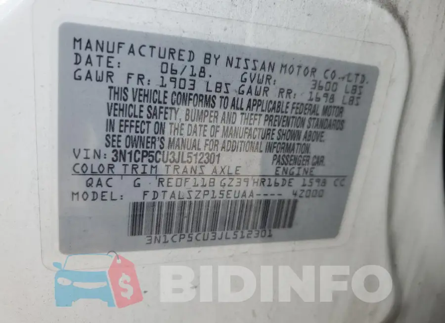 3N1CP5CU3JL512301 Photo# 13