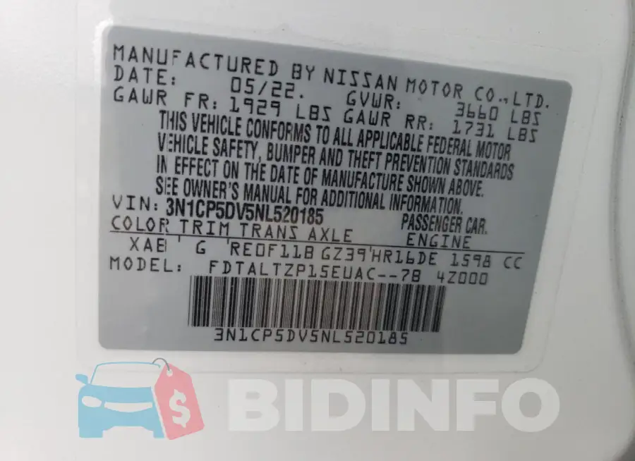 3N1CP5DV5NL520185 Photo# 13