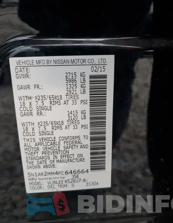 5N1AR2MM4FC646664 Photo# 13
