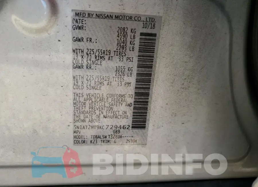 5N1AT2MT9KC729462 Photo# 14