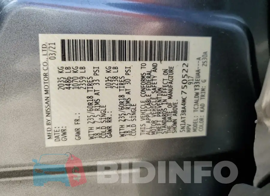 5N1AT3BA4MC750522 Photo# 13