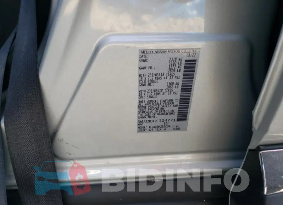 5N1AZ2BJXPC104771 Photo# 13