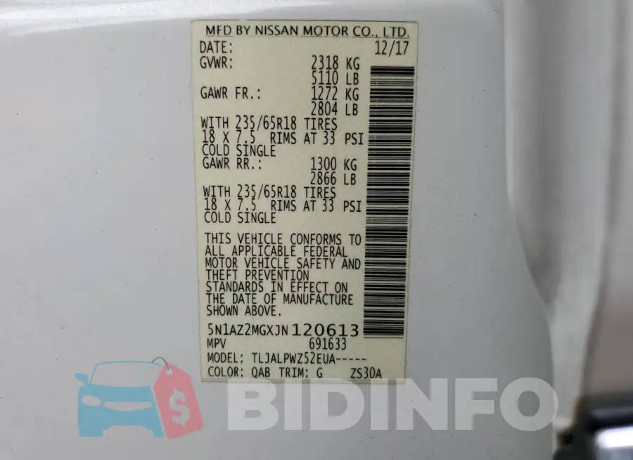 5N1AZ2MGXJN120613 Photo# 12